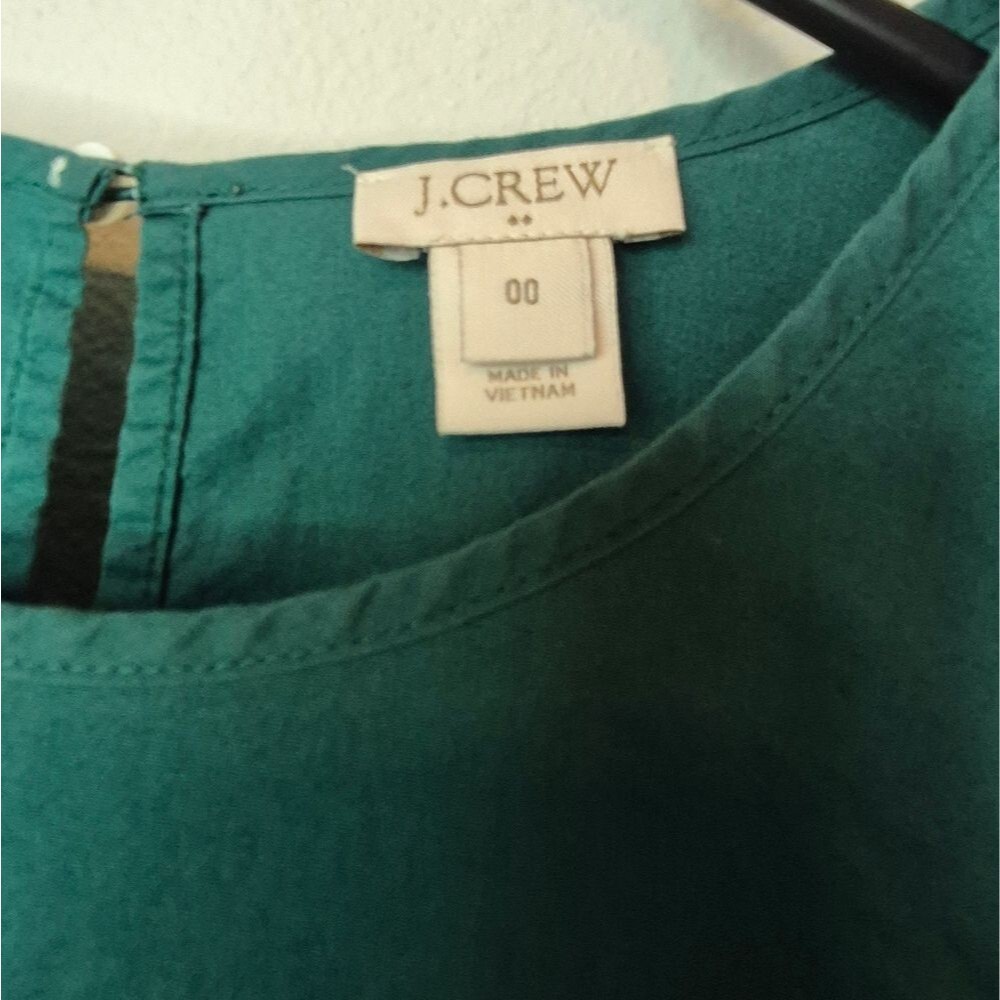 J. Crew Kelly Green Blouse with Ruffle Sleeves Size 00 Double Zero - Picture 2 of 5